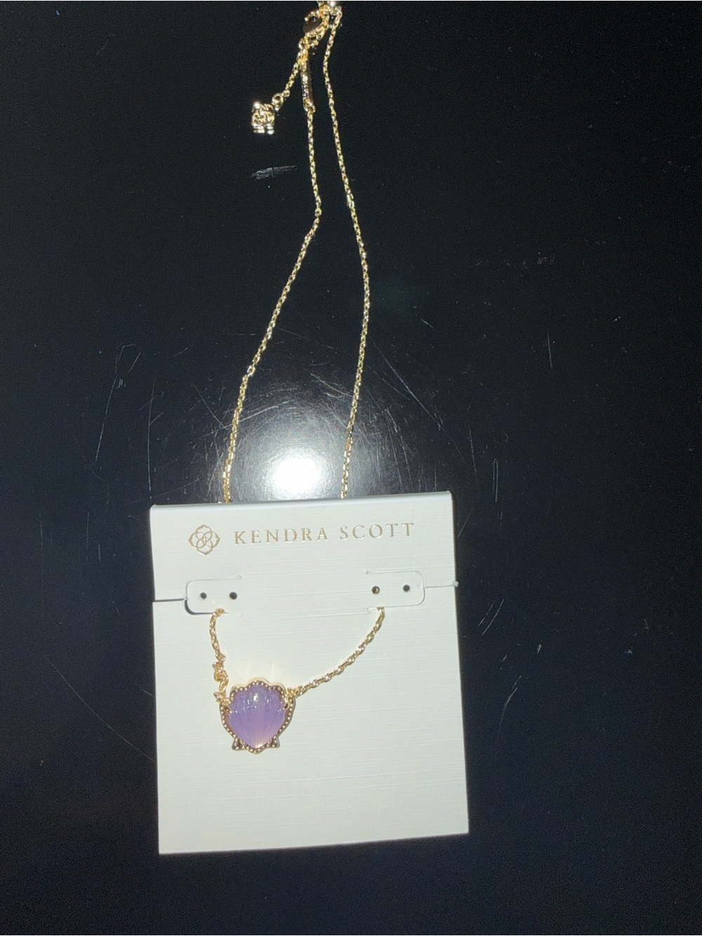Kendra Scott Gold Tone Purple Shell Pendant Necklace Adjustable